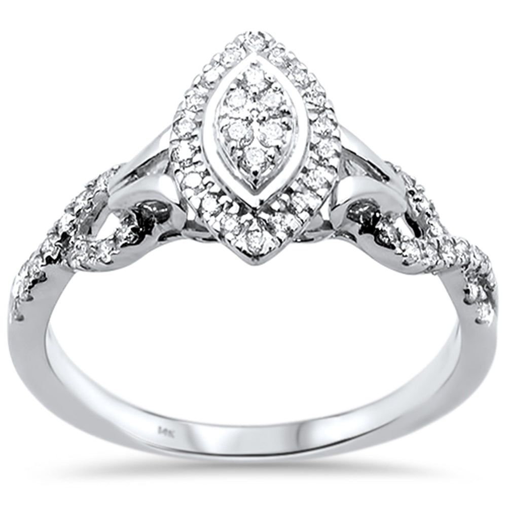 DIAMOND CLOSEOUT! .25ct 14k White Gold Marquise Diamond Engagement Ring Size 6.5