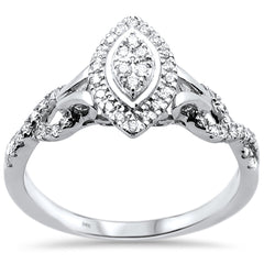 DIAMOND CLOSEOUT! .25ct 14k White Gold Marquise Diamond Engagement Ring Size 6.5