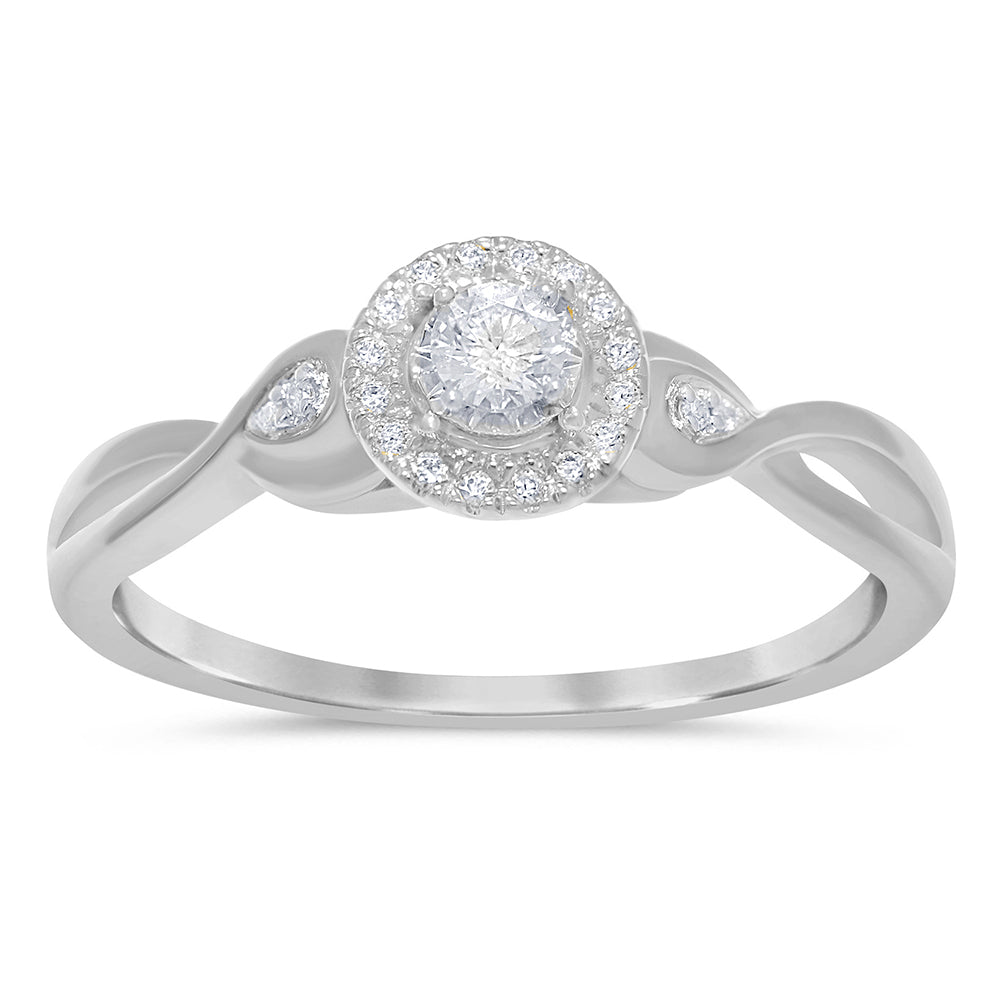 DIAMOND CLOSEOUT! .16ct 14k White Gold Round Diamond Engagement Twisted Prong Ring Size 6.5