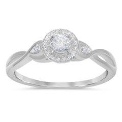 DIAMOND CLOSEOUT! .16ct 14k White Gold Round Diamond Engagement Twisted Prong Ring Size 6.5
