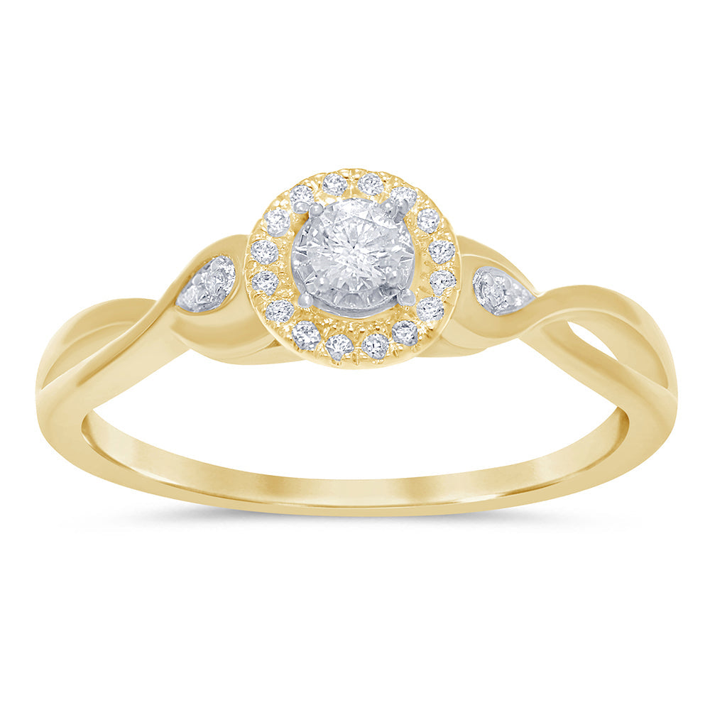DIAMOND CLOSEOUT! .17ct 14k Yellow Gold Round Diamond Twisted Band Engagement Ring Size 6.5