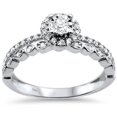 DIAMOND CLOSEOUT! .34ct 14k White Gold Round Diamond Engagement Ring Size 6.5