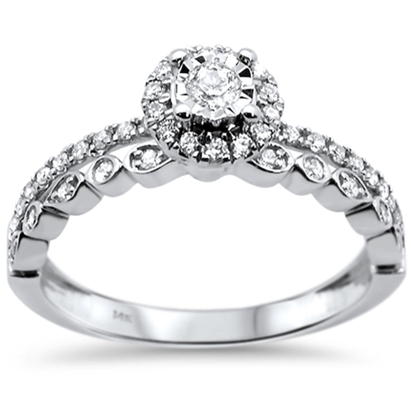 DIAMOND CLOSEOUT! .34ct 14k White Gold Round Diamond Engagement Ring Size 6.5