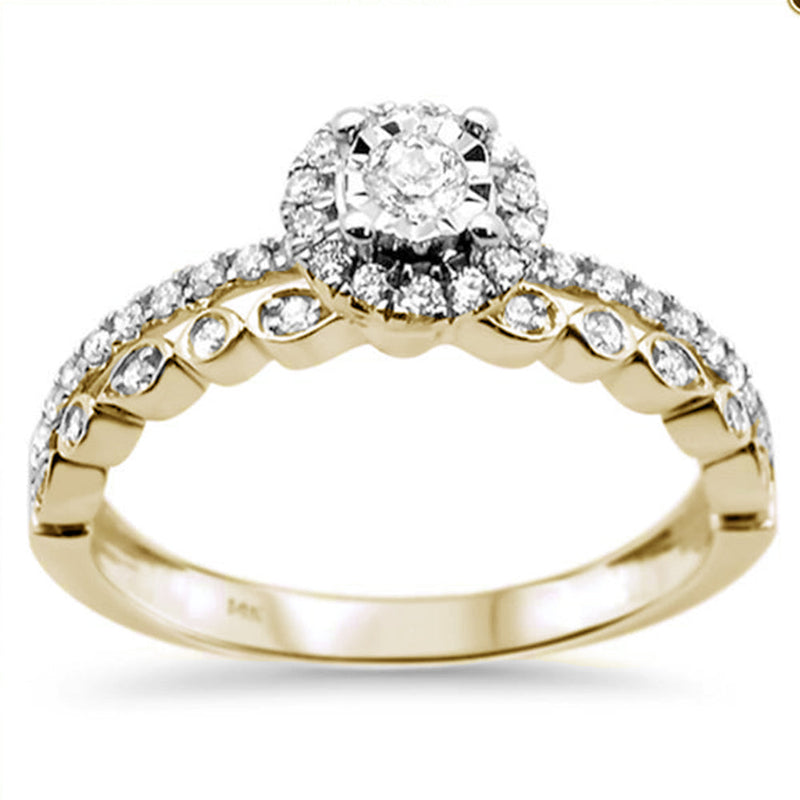 DIAMOND CLOSEOUT! .34ct 14k Yellow Gold Round Diamond Engagement Ring Size 6.5