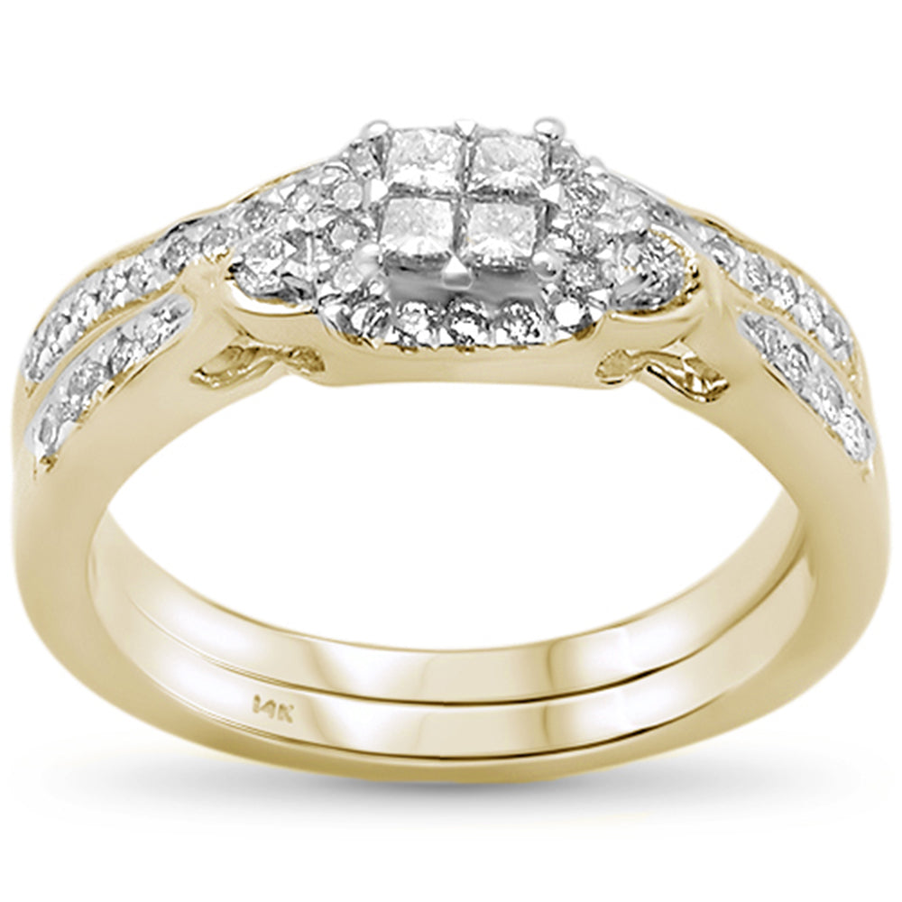 DIAMOND CLOSEOUT!  .50ct 14k Two Tone Gold Diamond Engagement Bridal Set Ring Size 6.5