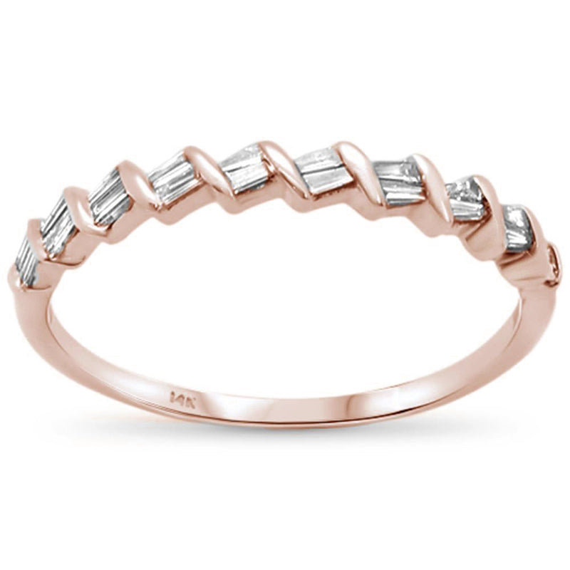 DIAMOND CLOSEOUT! .17ct G SI 14KT Rose Gold Diamond Baguette Anniversary Stackable Band Ring Size 6.5