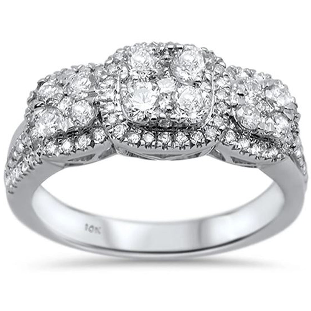 DIAMOND CLOSEOUT! .90ct 10k White Gold Three Stone Anniversary Diamond Ring Size 6.5