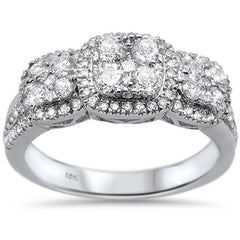 DIAMOND CLOSEOUT! .90ct 10k White Gold Three Stone Anniversary Diamond Ring Size 6.5