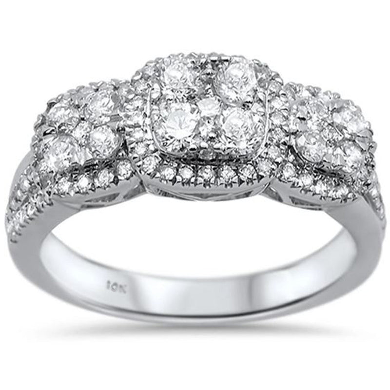 DIAMOND CLOSEOUT! .90ct 10k White Gold Three Stone Anniversary Diamond Ring Size 6.5