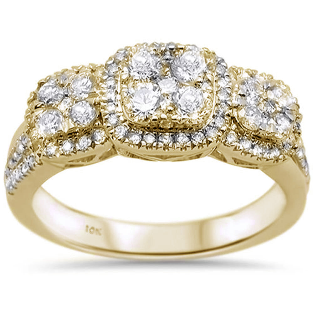 DIAMOND CLOSEOUT! .88ct 10k Yellow Gold Three Stone Anniversary Diamond Ring Size 6.5