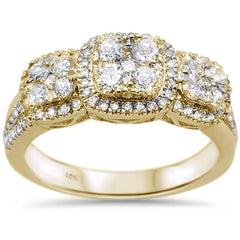 DIAMOND CLOSEOUT! .88ct 10k Yellow Gold Three Stone Anniversary Diamond Ring Size 6.5