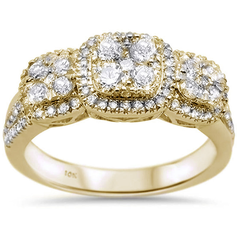 DIAMOND CLOSEOUT! .88ct 10k Yellow Gold Three Stone Anniversary Diamond Ring Size 6.5