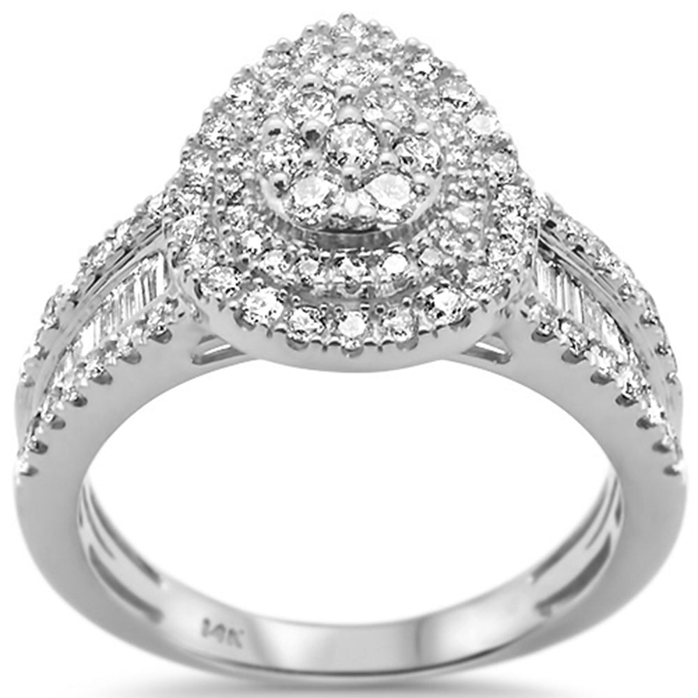 DIAMOND CLOSEOUT! .98ct 14k White Gold Pear Shape Diamond Engagement Ring Size 6.5