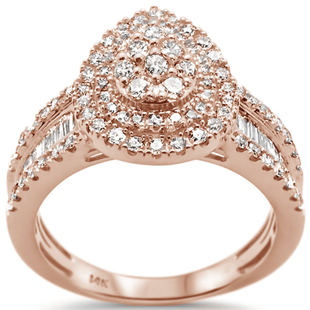 DIAMOND CLOSEOUT! .98ct 14k Rose Gold Pear Shape Diamond Engagement Ring Size 6.5