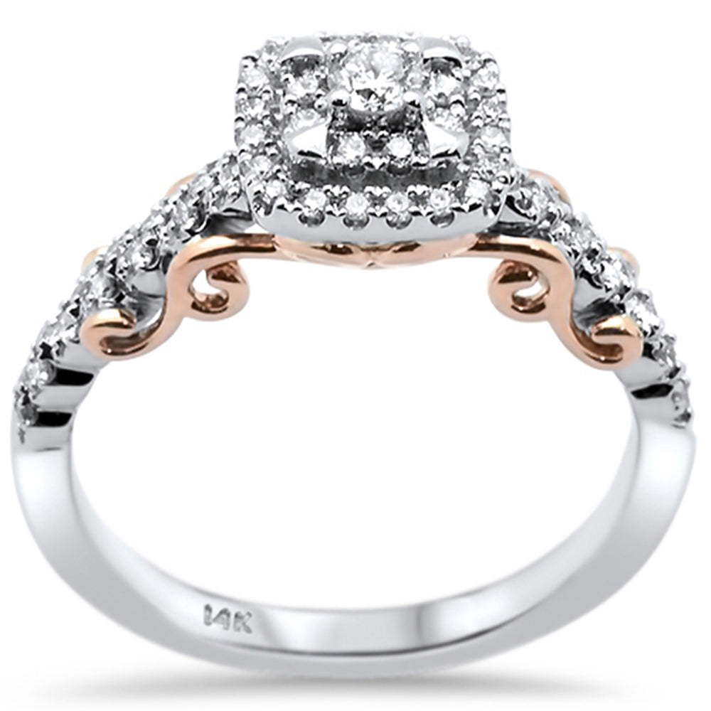 DIAMOND CLOSEOUT!  .38ct 14k Two Tone Gold Square Shape Engagement Diamond Ring Size 6.5