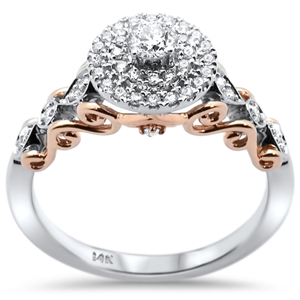 DIAMOND CLOSEOUT! .38ct 14k Two Tone Gold Round Diamond Engagement Ring Size 6.5