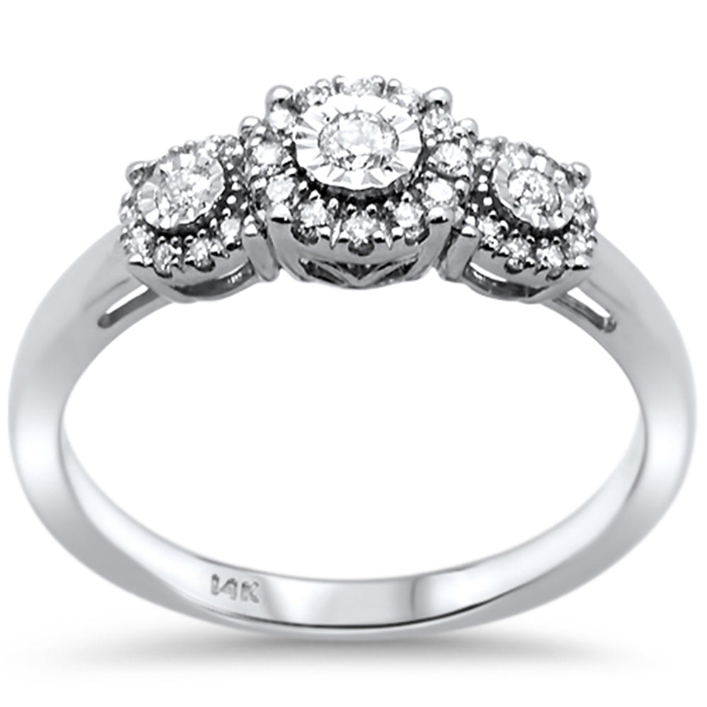 DIAMOND CLOSEOUT! .24ct 14k White Gold Diamond Three Stone Engagement Ring Size 6.5