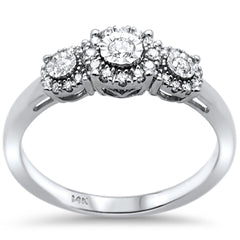 DIAMOND CLOSEOUT! .24ct 14k White Gold Diamond Three Stone Engagement Ring Size 6.5