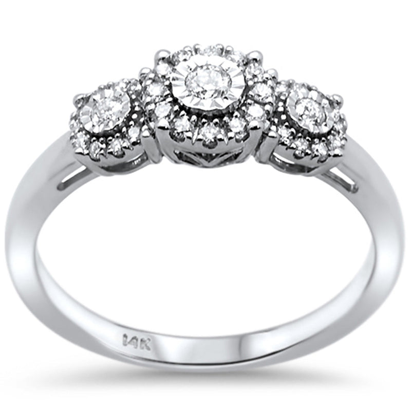 DIAMOND CLOSEOUT! .24ct 14k White Gold Diamond Three Stone Engagement Ring Size 6.5