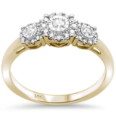 DIAMOND CLOSEOUT! .24ct F SI 14K Yellow Gold Round Diamond Three Stone Engagement Ring Size 6.5