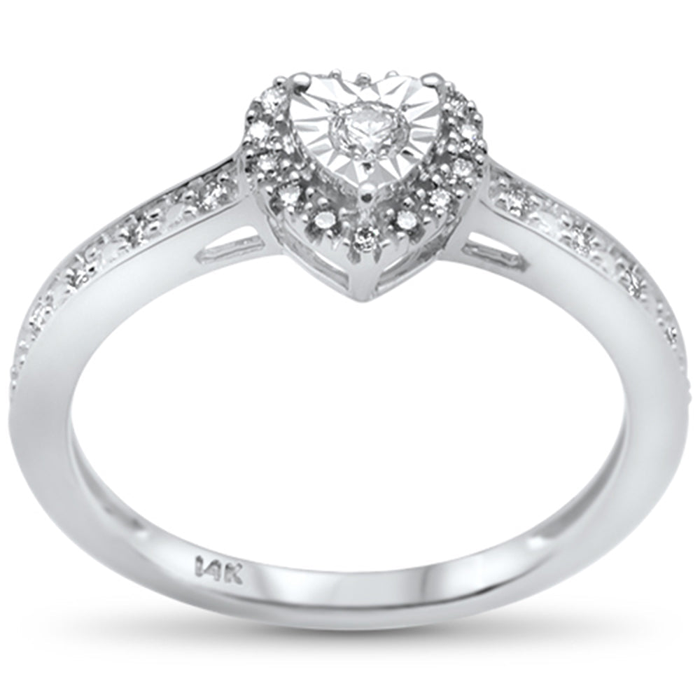 SPECIAL! .15ct 14k White Gold Diamond Heart Shape Engagement Promise Ring Size 6.5
