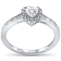 SPECIAL! .15ct 14k White Gold Diamond Heart Shape Engagement Promise Ring Size 6.5