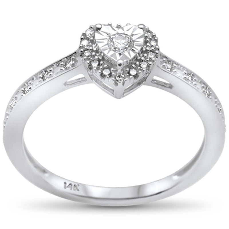 SPECIAL! .15ct 14k White Gold Diamond Heart Shape Engagement Promise Ring Size 6.5