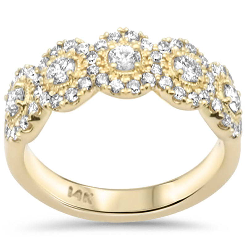SPECIAL!  .99ct G SI 14K Yellow Gold Diamond Round Halo Band Ring Size 6.5