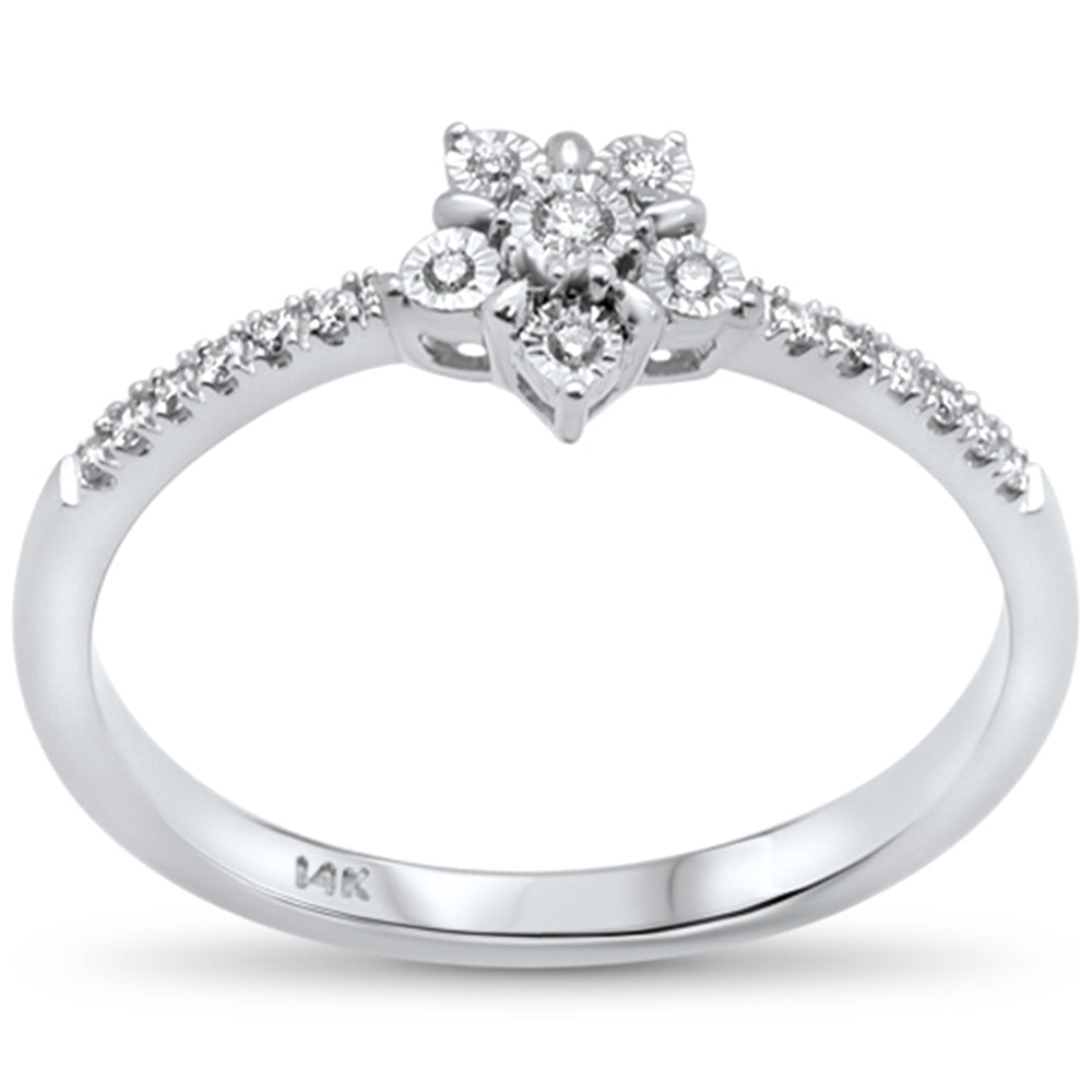 DIAMOND CLOSEOUT! .09ct 14k White Gold Diamond Flower Fashion Promise Ring Size 6.5