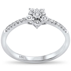 DIAMOND CLOSEOUT! .09ct 14k White Gold Diamond Flower Fashion Promise Ring Size 6.5