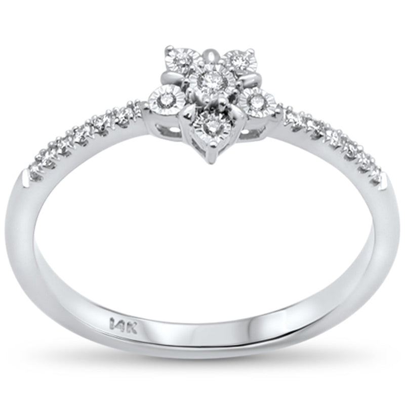 DIAMOND CLOSEOUT! .09ct 14k White Gold Diamond Flower Fashion Promise Ring Size 6.5