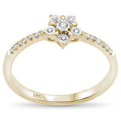 DIAMOND CLOSEOUT! .09ct F SI 14K Yellow Gold Flower Diamond Trendy Ladies Ring Size 6.5