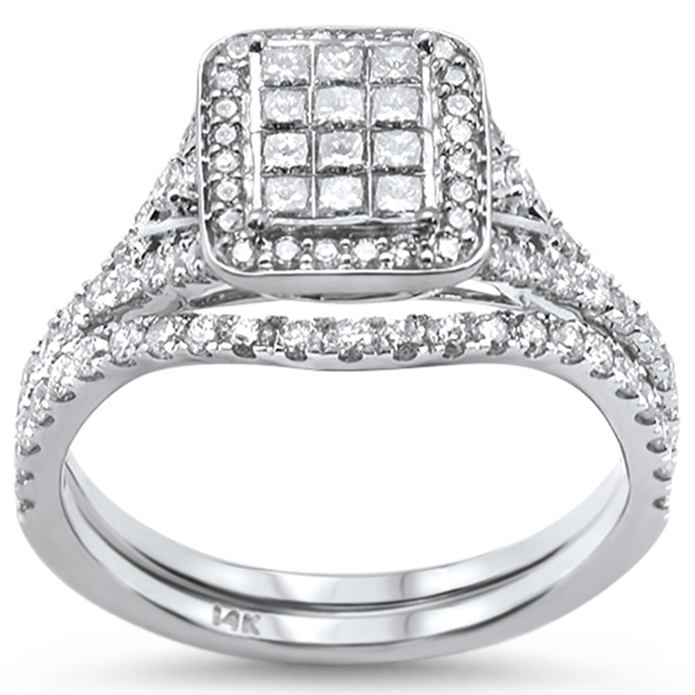 DIAMOND CLOSEOUT! 1.00ct 14k White Gold Diamond Engagement Ring Bridal Set Size 6.5