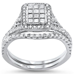 DIAMOND CLOSEOUT! 1.00ct 14k White Gold Diamond Engagement Ring Bridal Set Size 6.5
