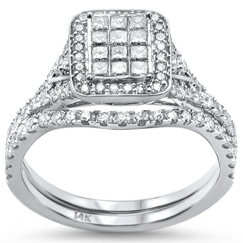 DIAMOND CLOSEOUT! 1.00ct 14k White Gold Diamond Engagement Ring Bridal Set Size 6.5