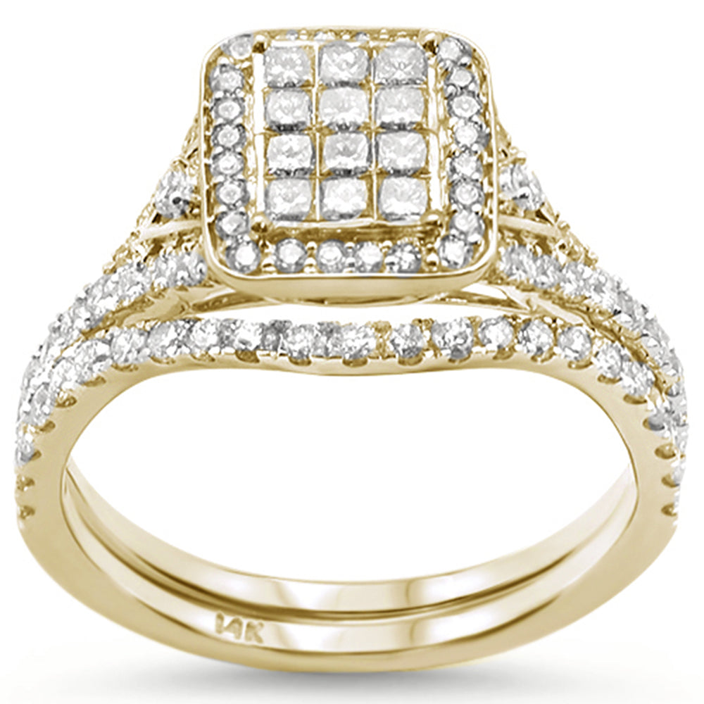 DIAMOND CLOSEOUT! 1.00ct 14k Yellow Gold Diamond Square Shape Bridal Set Engagement Ring