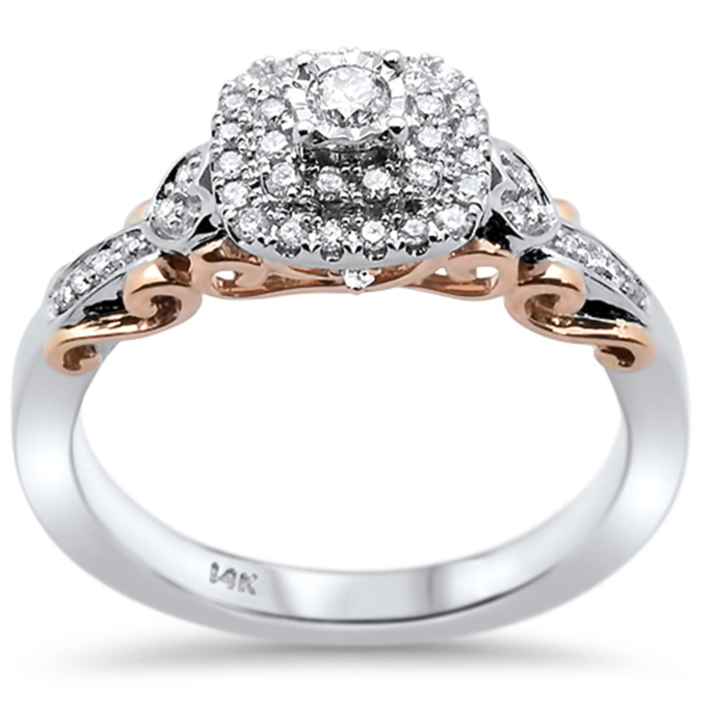 DIAMOND CLOSEOUT!  .32ct 14k Two Tone Gold Square Shape Diamond Engagement Ring Size 6.5