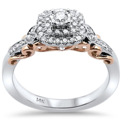 DIAMOND CLOSEOUT!  .32ct 14k Two Tone Gold Square Shape Diamond Engagement Ring Size 6.5