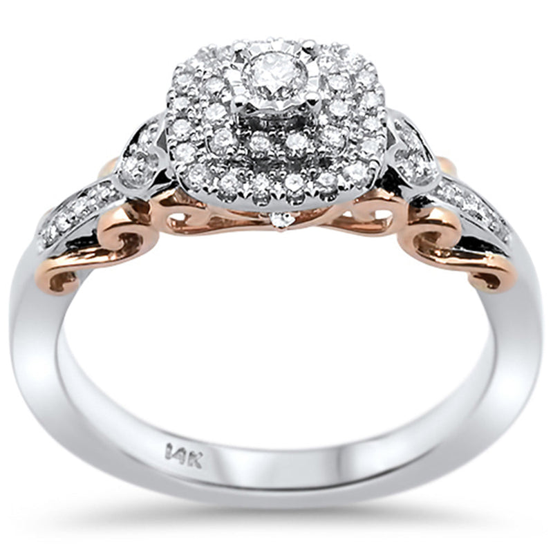 DIAMOND CLOSEOUT!  .32ct 14k Two Tone Gold Square Shape Diamond Engagement Ring Size 6.5