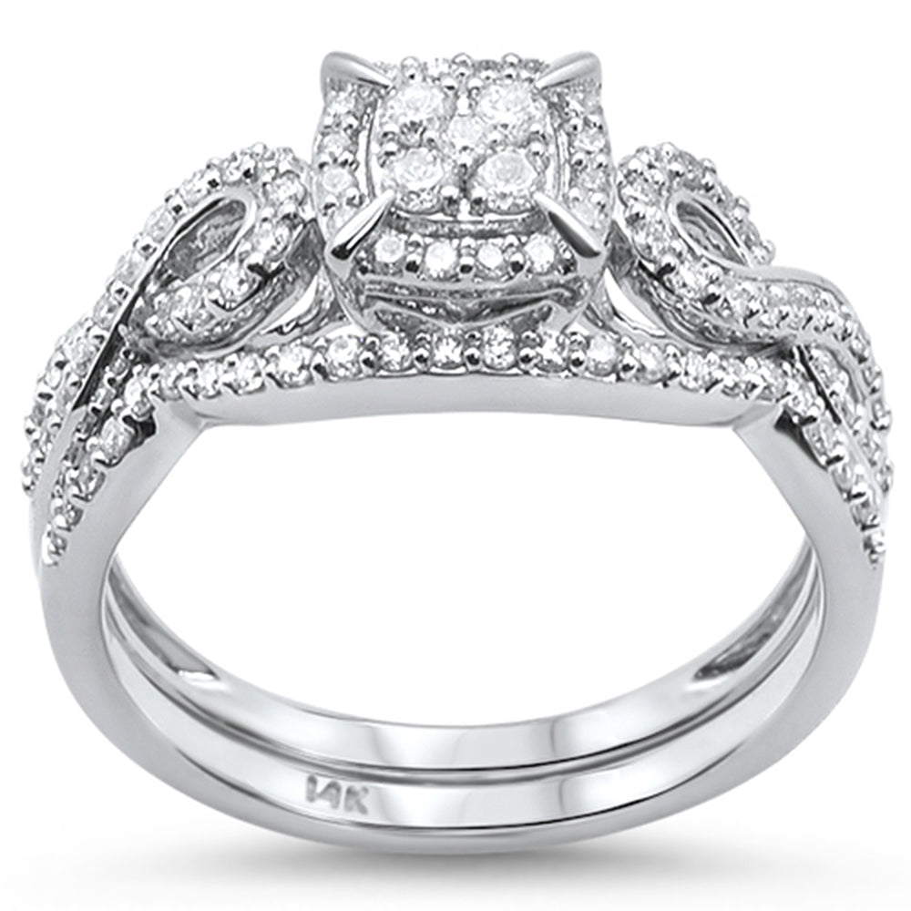 DIAMOND CLOSEOUT!  .48ct 14k White Gold Square Diamond Engagement Bridal Set Ring Size 6.5