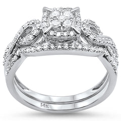 DIAMOND CLOSEOUT!  .48ct 14k White Gold Square Diamond Engagement Bridal Set Ring Size 6.5