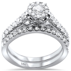 DIAMOND CLOSEOUT! 1.01ct 14k White Gold Diamond Engagement Bridal Set Ring Size 6.5