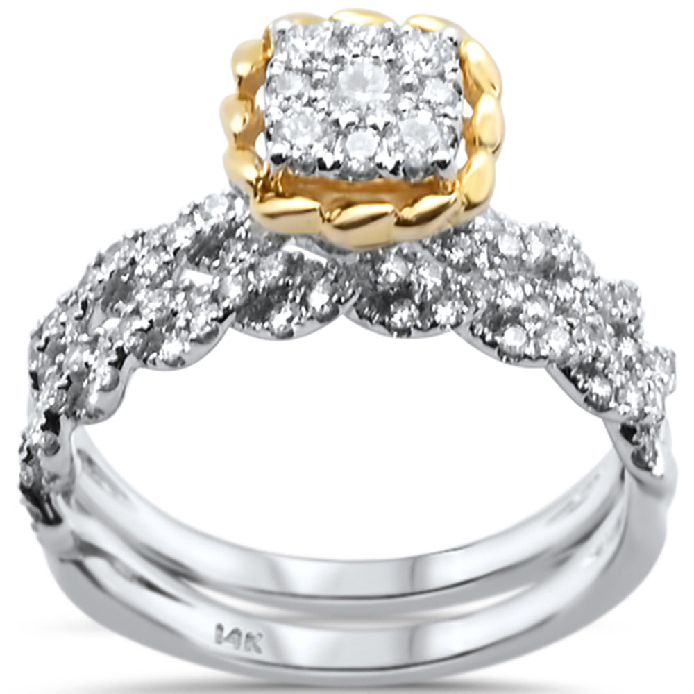 DIAMOND CLOSEOUT! .74ct G SI 14k Two Tone Gold Diamond Engagement Bridal Set Ring Size 6.5