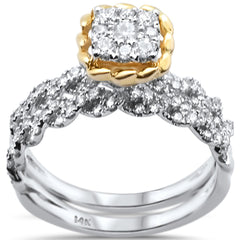 DIAMOND CLOSEOUT! .74ct G SI 14k Two Tone Gold Diamond Engagement Bridal Set Ring Size 6.5
