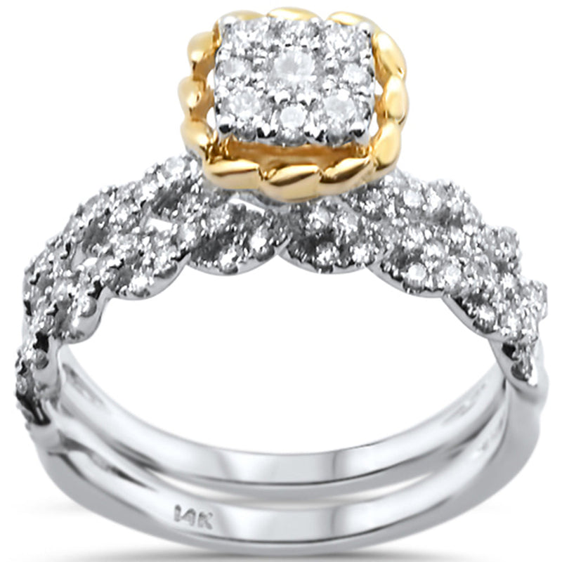 DIAMOND CLOSEOUT! .74ct G SI 14k Two Tone Gold Diamond Engagement Bridal Set Ring Size 6.5