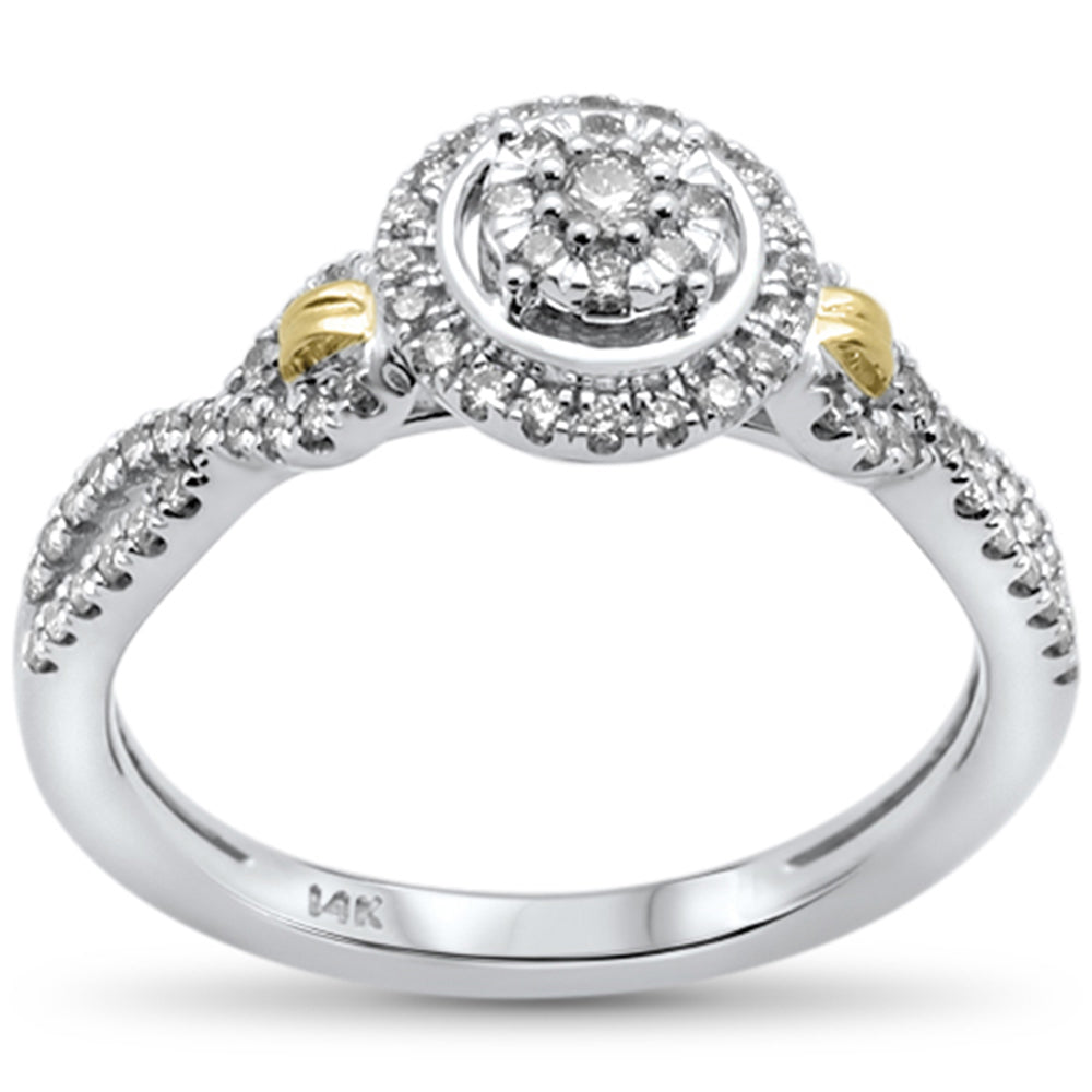 DIAMOND CLOSEOUT!  .33ct 14k Two Tone Gold Round Diamond Twisted Band Engagement Ring