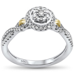 DIAMOND CLOSEOUT!  .33ct 14k Two Tone Gold Round Diamond Twisted Band Engagement Ring