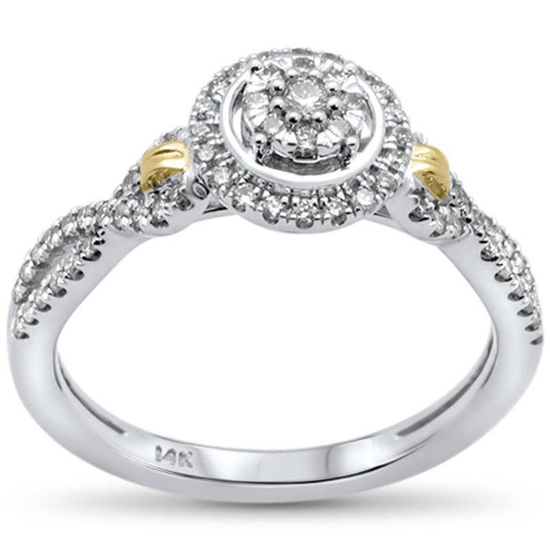 DIAMOND CLOSEOUT!  .33ct 14k Two Tone Gold Round Diamond Twisted Band Engagement Ring
