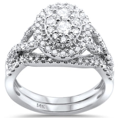 DIAMOND CLOSEOUT!  1.00ct 14k White Gold Oval Shape Diamond Engagement Ring Bridal Set