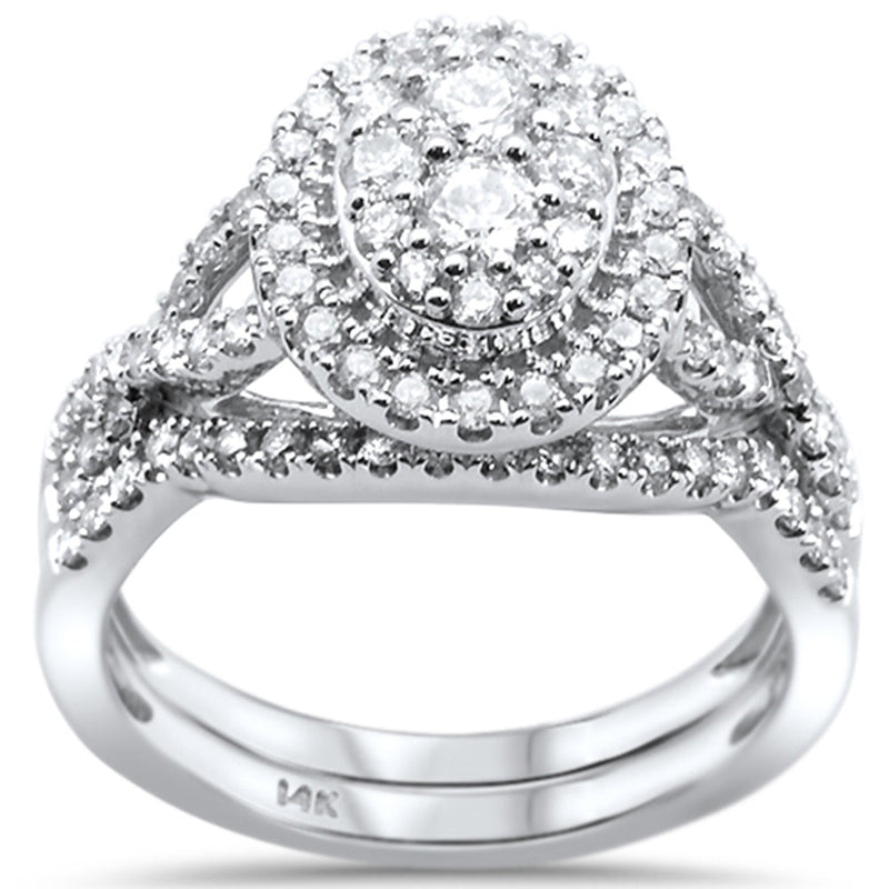 DIAMOND CLOSEOUT!  1.00ct 14k White Gold Oval Shape Diamond Engagement Ring Bridal Set